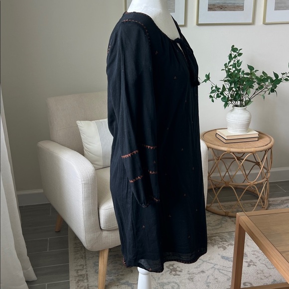 Madewell Signal Embroidered Black Mini Shift Tunic Dress Size Small Fall Autumn - Picture 11 of 13